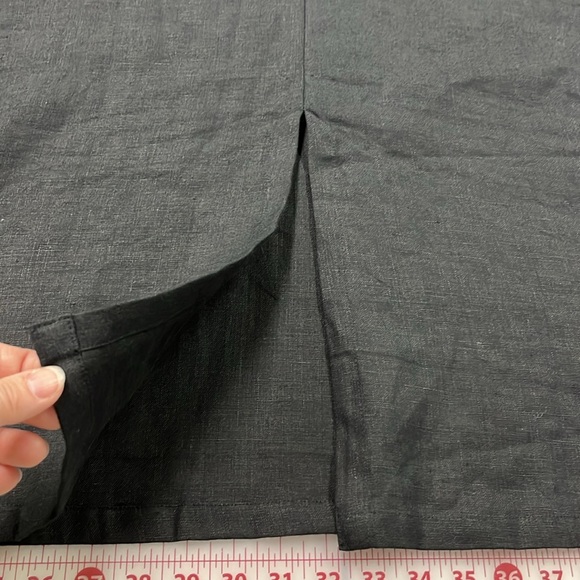 TURN BLACK Linen Boatneck Keyhole Sleeveless Minimalist Lagenlook Black Shift XL - Picture 9 of 16